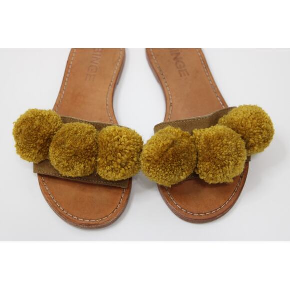 Binge Sandals 8 Kai Pom Pom Slip On Slides Flat Shoes Size Talla Women's 8 - Picture 2 of 14